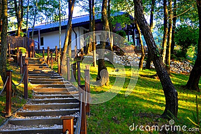 Visiting the monastery Sinca Veche, Fagaras. Stock Photo